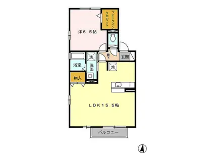 ヴィエント B(1LDK/2階)の間取り写真