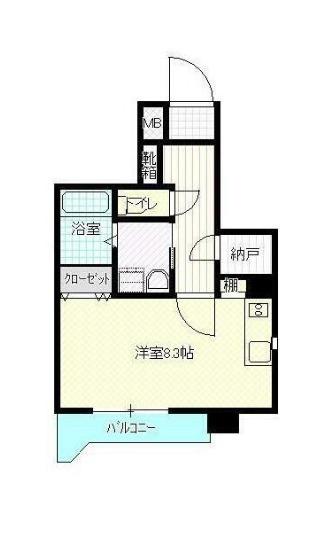 なかよしマンション塩上(ワンルーム/4階)の間取り写真
