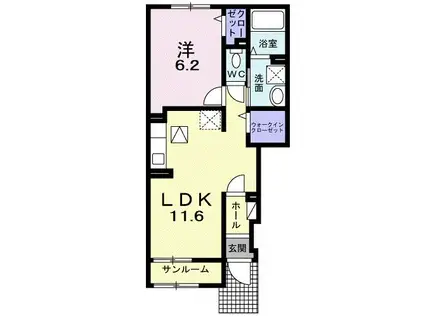 メゾンクレール(1LDK/1階)の間取り写真