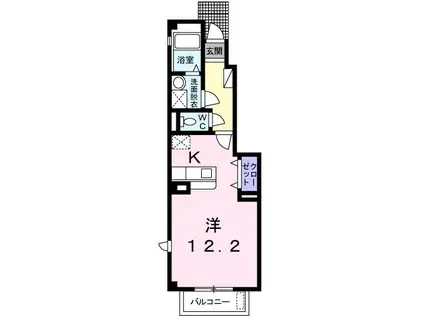 カリーノ A(1K/1階)の間取り写真