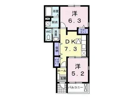 プランドール3(2LDK/1階)の間取り写真