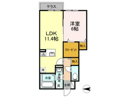 S-FLAT A棟(1LDK/1階)の間取り写真