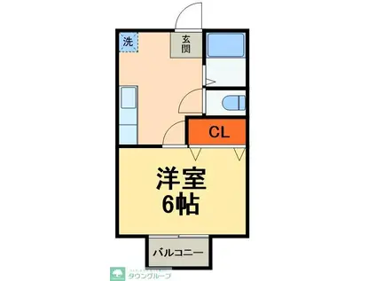 ビラドリームC(1K/2階)の間取り写真