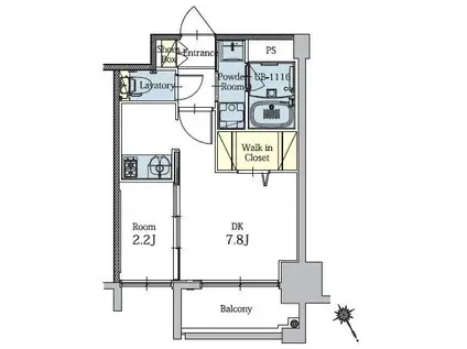 エンクレスト博多 THE TIME(1DK/14階)の間取り写真