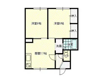 静ハイツ(2DK/1階)の間取り写真