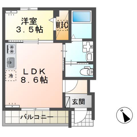 ジュジュ(1LDK/1階)の間取り写真