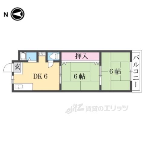 いかるがマンション(2DK/2階)の間取り写真