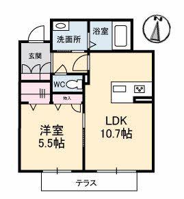 グランベレオ南本庄三丁目(1LDK/1階)の間取り写真
