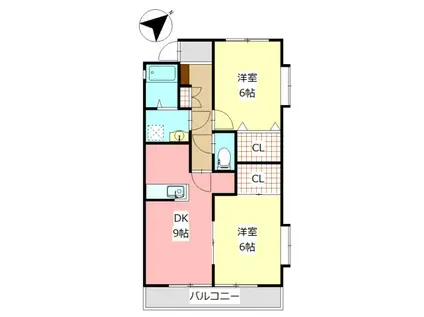 フィオリーレ(2DK/1階)の間取り写真