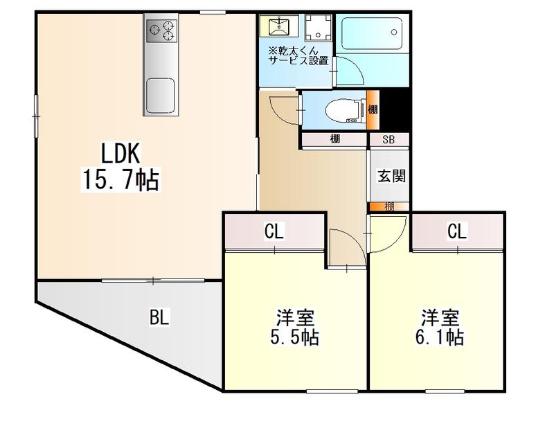 フォルモサ高砂(2LDK/3階)の間取り写真