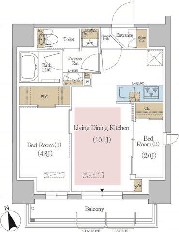 アーバネックス東京八丁堀(2LDK/9階)の間取り写真