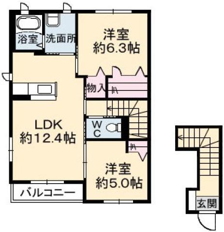 シャーメゾンエーデルハイム D棟(2LDK/2階)の間取り写真
