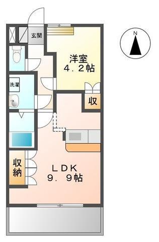 アドミレT-II(1LDK/2階)の間取り写真