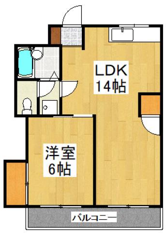 双葉ハイツII(1LDK/2階)の間取り写真