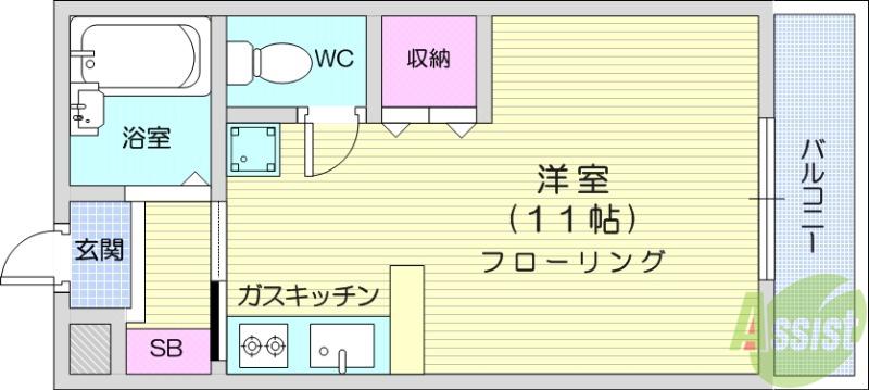 ロイヤルハイツ東八(ワンルーム/3階)の間取り写真