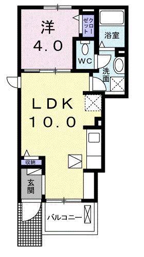 VERDE昇和(1LDK/1階)の間取り写真
