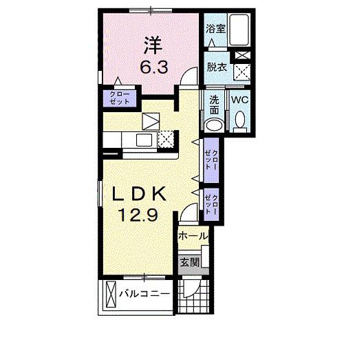 オーチャードビュー(1LDK/1階)の間取り写真