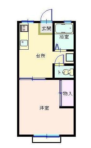 リバーサイドハイツ A棟(1K/1階)の間取り写真
