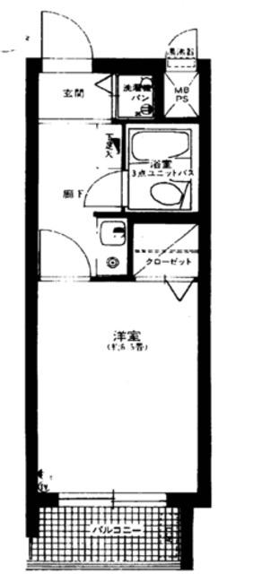ライオンズマンション都立家政第2(1K/1階)の間取り写真