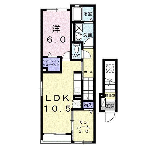 サン・カルム(1LDK/2階)の間取り写真