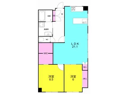 ローズハイツ夙川(2SLDK/1階)の間取り写真