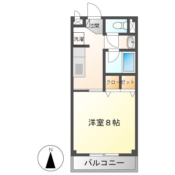 メナークレール(1K/2階)の間取り写真