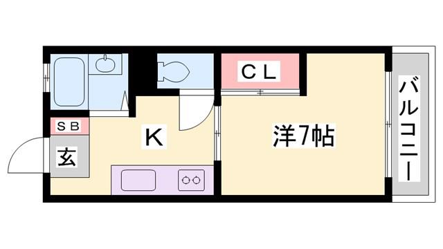 レジデンス香呂(1K/2階)の間取り写真