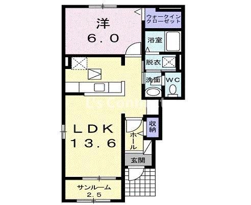 グランヴェールA(1LDK/1階)の間取り写真