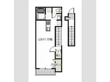 シャルマン異人池(1K/2階)の間取り写真