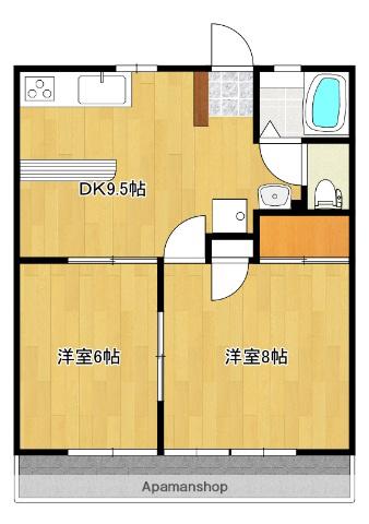 司ビル(2DK/2階)の間取り写真