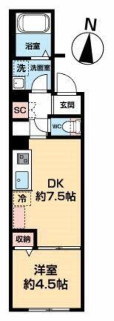 NEXAS EBARA(1DK/3階)の間取り写真