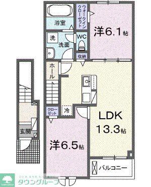 グランテラス IV(2LDK/2階)の間取り写真