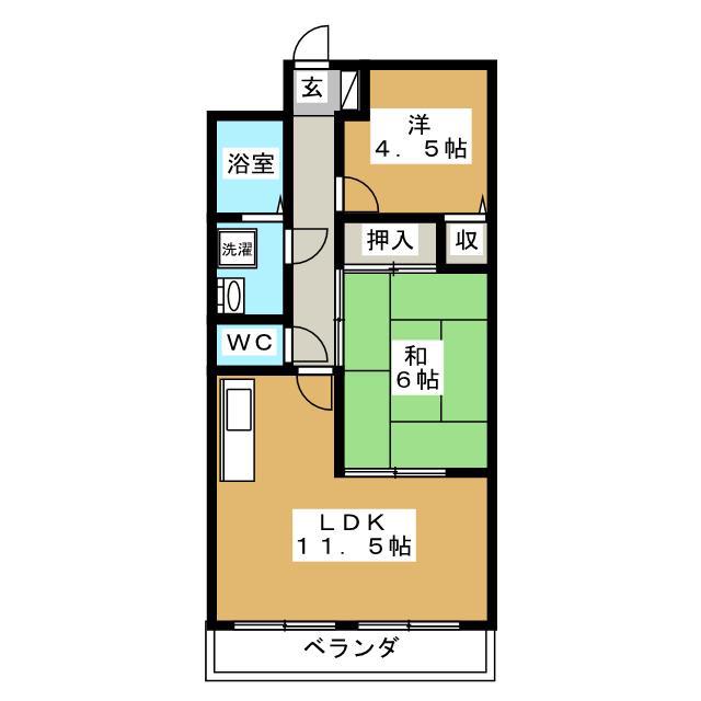 ロワジール北松戸(2LDK/2階)の間取り写真