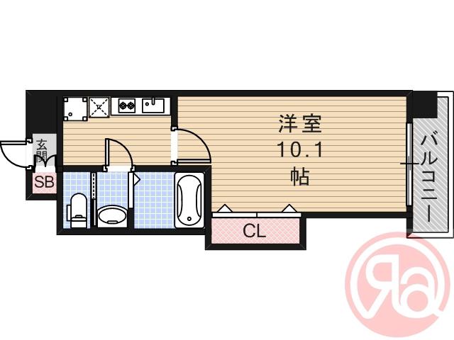 LUXE天王寺(1K/11階)の間取り写真