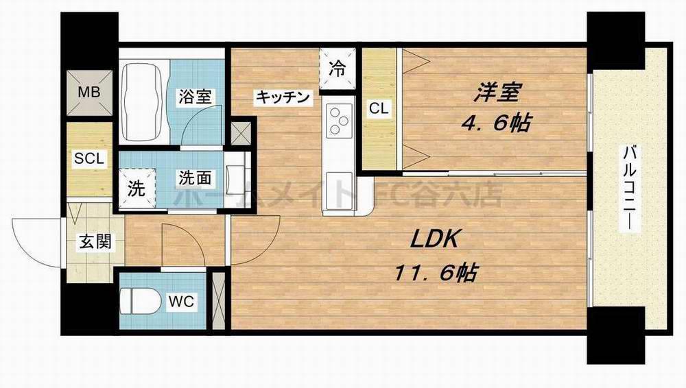 ブル フォルトゥーナ扇町(1LDK/4階)の間取り写真