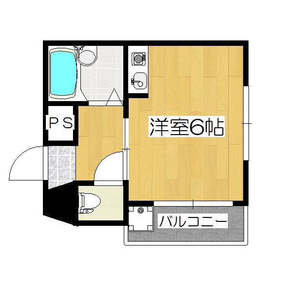 ヴィラ御陵(ワンルーム/1階)の間取り写真