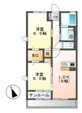 アフィニティーII(2LDK/1階)の間取り写真