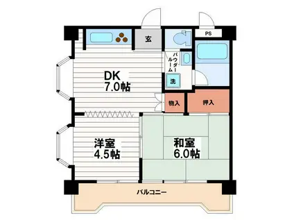 セヴィア谷町(2DK/9階)の間取り写真