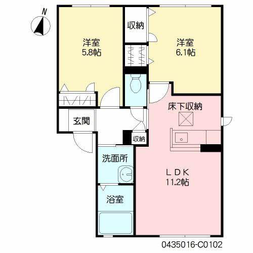 ショコラヴェルデ C棟(2LDK/1階)の間取り写真