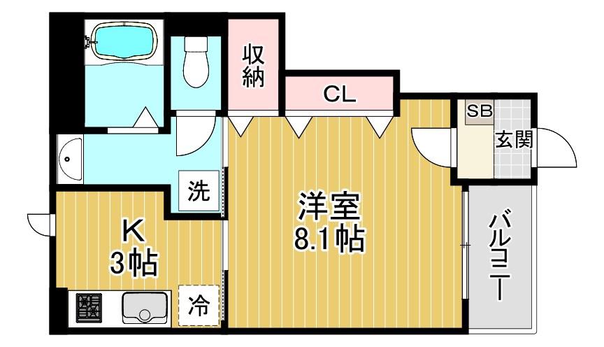 エスペリア (1K/1階)の間取り写真