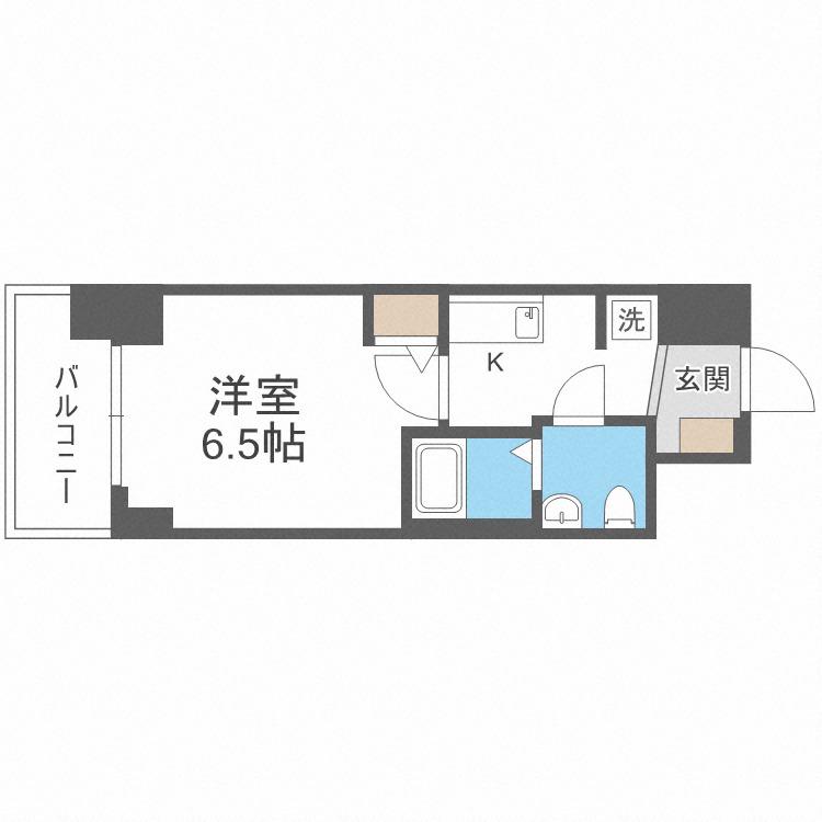 セレニテ本町リアン(1K/6階)の間取り写真