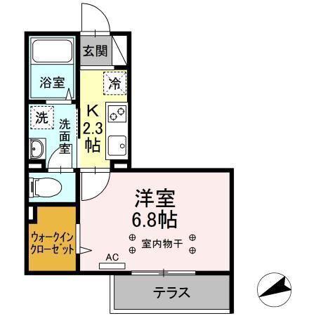 D-ROOM SURFSIDE K2(1K/2階)の間取り写真