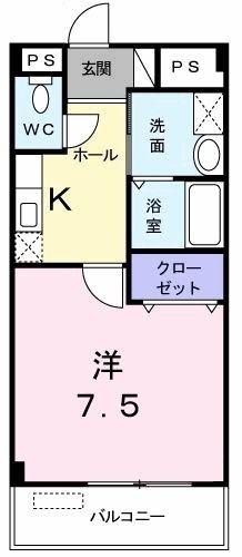 ピースミリオン(1K/1階)の間取り写真