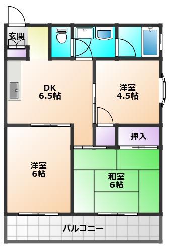 さくらコーポ(3DK/1階)の間取り写真
