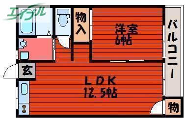 コーポオランジェ(1LDK/2階)の間取り写真