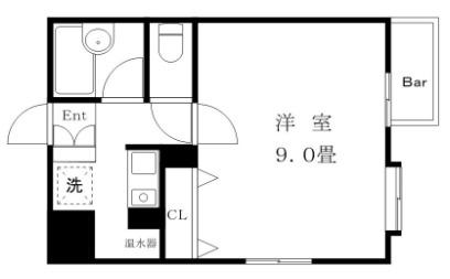 メゾンF(1K/3階)の間取り写真