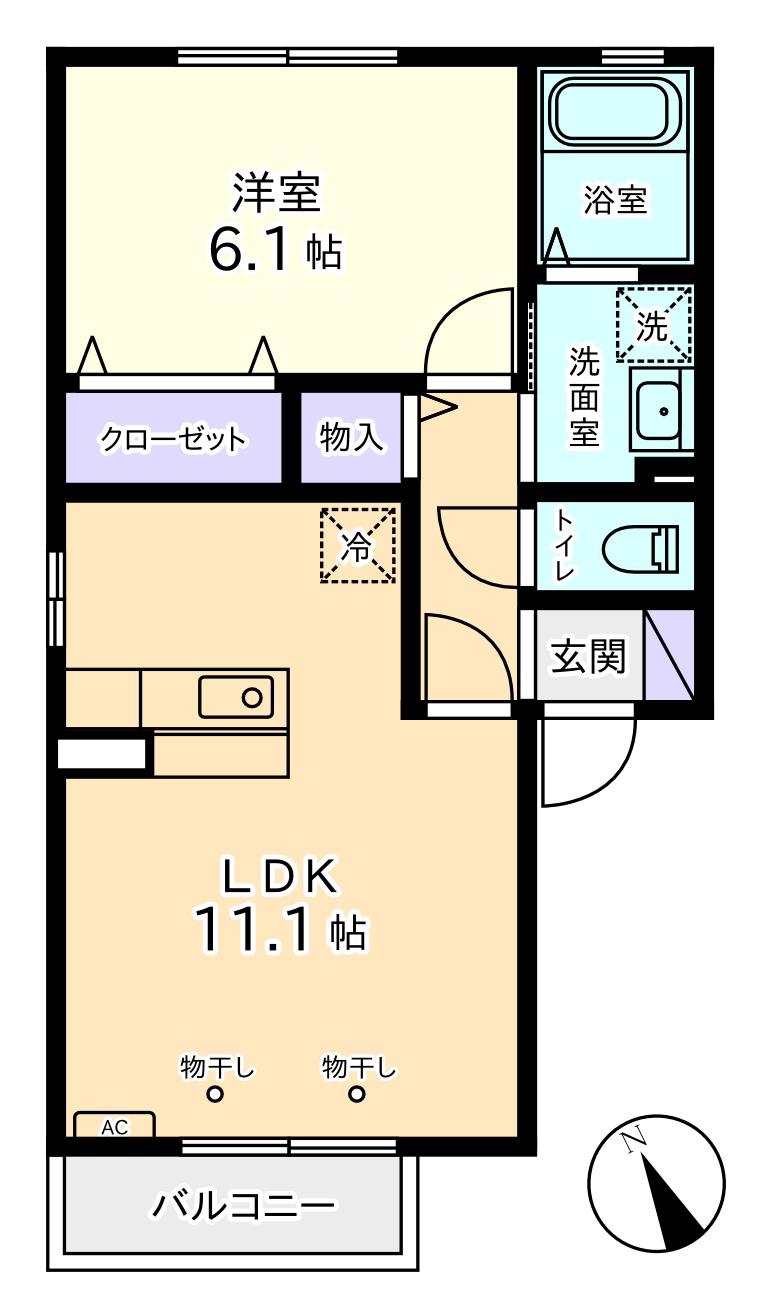 フルール M(1LDK/1階)の間取り写真