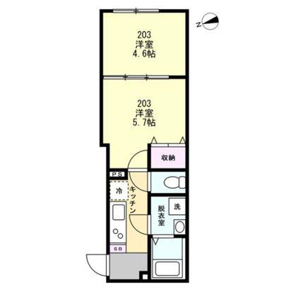 湘南辻堂テラス(2K/2階)の間取り写真