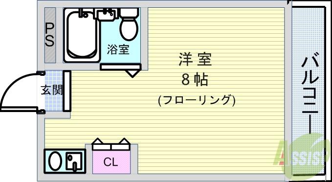 サンハイツ石橋(ワンルーム/3階)の間取り写真