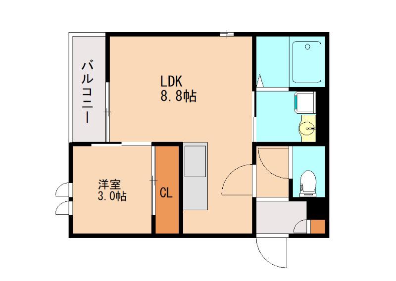GRANDTIC筑紫野市中央(1LDK/1階)の間取り写真